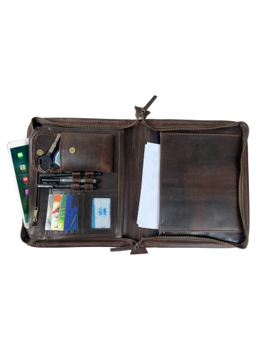 Buffalo Leather File folder Business Padfolio iPad Holder Document Organizer-GBLF2BROWN